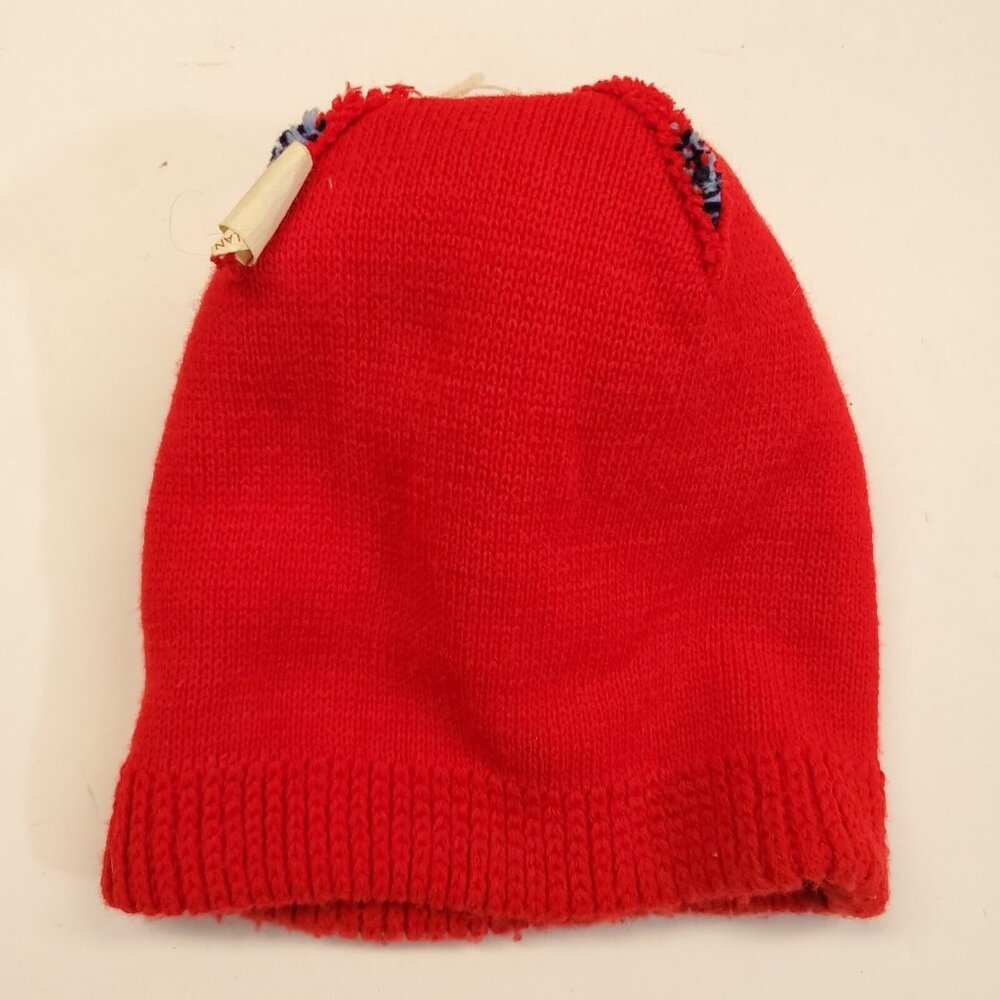 VTG Wigwam Mills Beanie Pom Ski Hat Creslan Acrylic Made in USA Red White Blue - Picture 4 of 8
